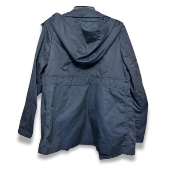 Zenana Outfitters Hooded Rain Jacket Hip Length Zipper Pockets Solid Blue M US L - Picture 4 of 8